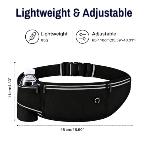Running Belt for Woman & Man,Lightweight Water Bottle Holder with 3 Pockets — view 2