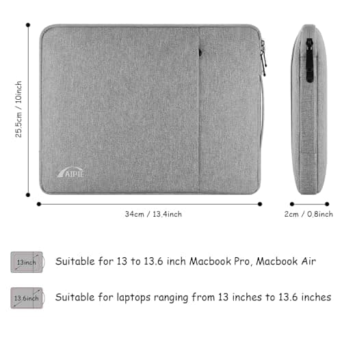 AIPIE Laptop Case 17 17.3 Inch Laptop Sleeve Bump Absorb Briefcase, Durable Work Bag with Handle Gaming PC Cover for Acer, Asus, Dell, HP, Lenovo Women Man Business Trip, Light Grey — view 4