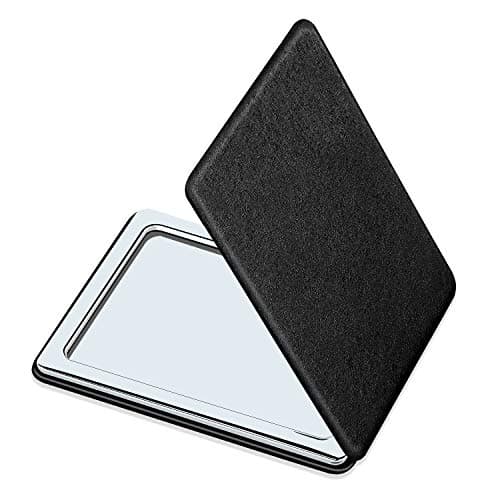 Compact Mirror for Men, Women and Girls, Black Travel Folding Vanity Makeup Mirrors for Purse,Handbag and Pocket, Portable Double-Sided Magnifying Cosmetic Mirror without Distortion, Rectangular
