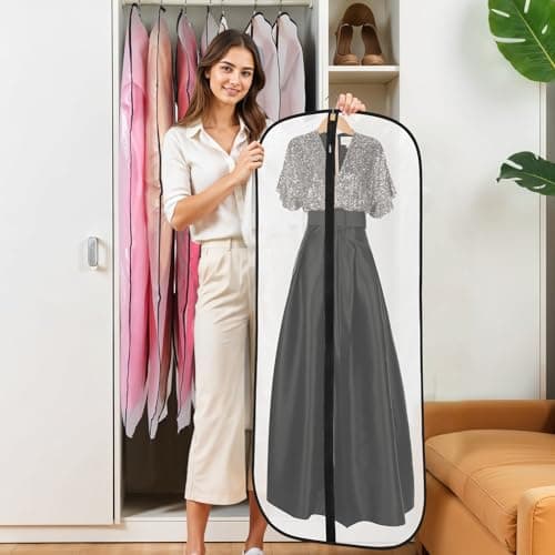 6 Pack Garment Bags, PEVA Dress Bags Covers Long, Clothes Covers 55in — view 4