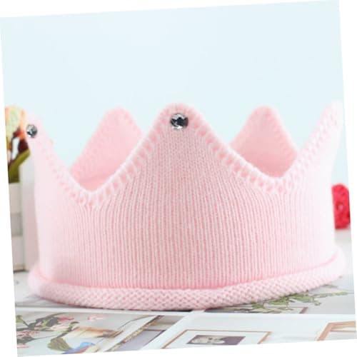 VALICLUD 2pcs Party Knitted Crown Hat, 1st Birthday Party Hat for Baby Girls, Acrylic Fabric, Lightweight, Comfortable and Breathable, Travel and Shopping Use — view 4
