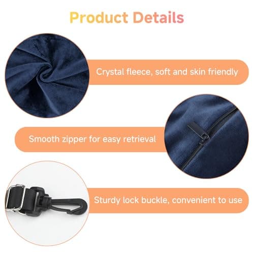 OIHCAZ Stuffable Travel Pillow, Fillable Neck Pillow for Travel with Adjustable Straps, Portable Soft Airplane Pillows Stuffable with Clothes for Essentials Extra Luggage, Travel Essentials (Blue) — view 3