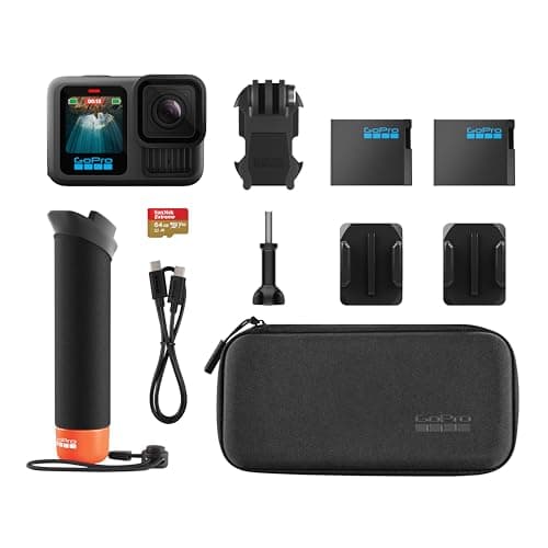 GoPro HERO13 Black Accessory Bundle - Includes The Handler (Floating Hand Grip), 2 Enduro Batteries, 2 Curved Adhesive Mounts, 64GB SanDisk MicroSD Card, Carrying Case, and more — view 2
