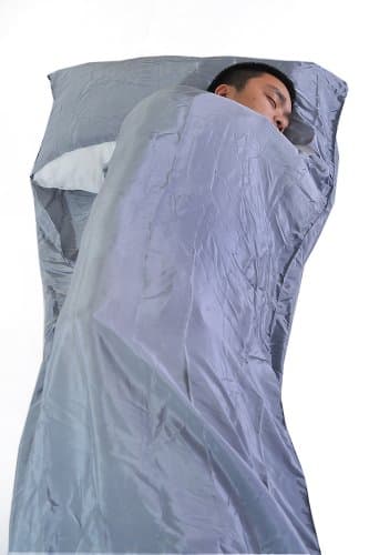 Marycrafts 100% Pure Mulberry Silk Single Sleeping Bag Liner Travel Sheet 83"x33" Silver — view 3