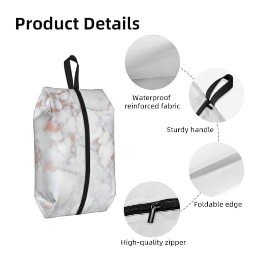 White Marble Rose Gold Print Waterproof Shoe Bag Travel Bag with Carry Strap Storage Bag Versatile Cosmetic Bag-2pcs — view 4