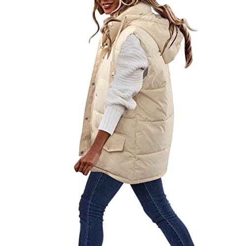 Cocila Women's Gilets and Bodywarmers Womens Sleeveless Down Vest Packable Jacket (Beige, S) Borg Gilet for Women UK Ladies Waistcoats Walking Pink Leather Country Rose Clothes Padded Thermal