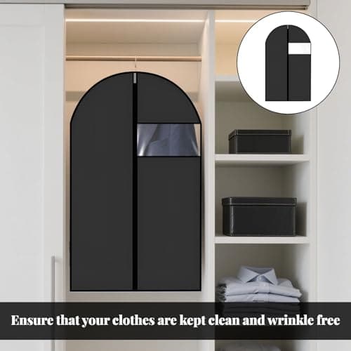 2 PCS Suit Bags with Clear Window,Foldable Suit Covers for Hanging Clothes,Dust-Proof Zippered Garment Bags, for Clothes & Coats & Jackets(24''X40''/60x100cm) — view 6
