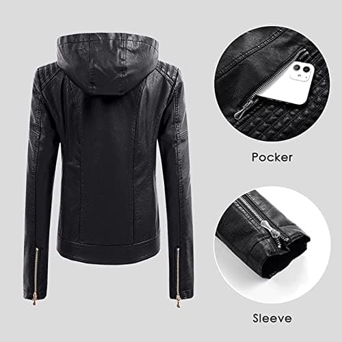 Women's Genuine Leather Winter Jacket with Hood - Softshell, Long, Waterproof, Fleece, Warm, Thin, Red, Long Sleeve, Biker — view 6