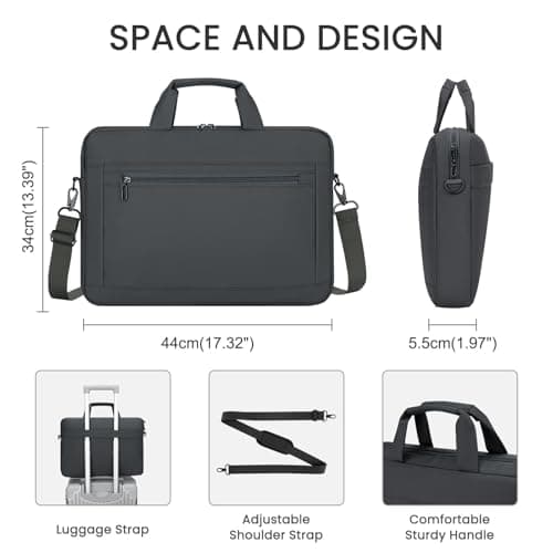 HEDUGO Laptop Bag Case 15.6 16 17 Inch Waterproof Computer Sleeve Messenger Bag with Adjustable Shoulder Strap Unisex Briefcase Carry Case for Work School Travel,Fit 15.6 to 17 Inch Laptops — view 6