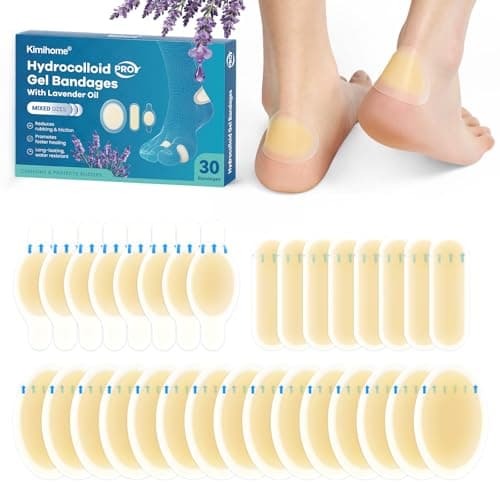 Kimihome Hydrocolloid Blister Plasters for Feet, 30ct Blister Pads for Prevention & Recovery, Infused with Lavender Extract, Travel Essentials, Thin, Flexible and Nearly Invisible - Variety Pack