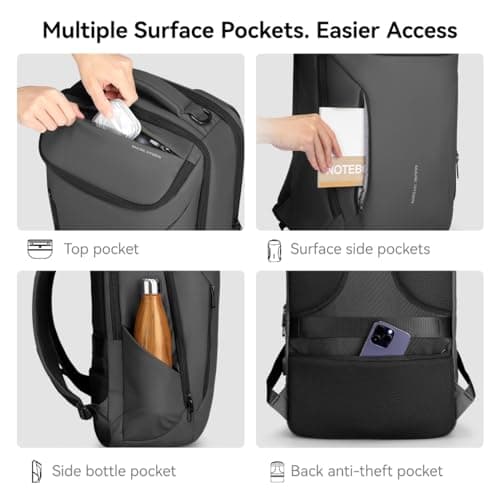 MARK RYDEN mens backpack Large Capacity waterproof laptop backpack business men with USB Charging Port for Official Travel Hiking Pack Fits Under 17.3 Inch Laptop — view 6