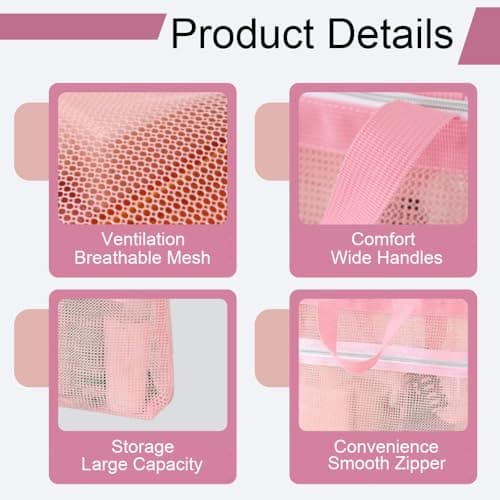 DmsGJyp Mesh Shower Bag, Quick Dry Toiletry Bag with Zip Pockets 24 x 26 cm — view 4