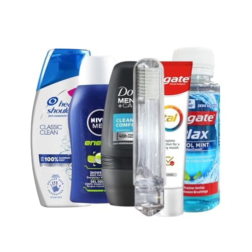 Men’s Travel Toiletries Set – Airport Approved Travel Size Toiletries Kit for Men, Overnight Essentials for Hospital, Camping & Holidays, Clear Travel Bag — view 6