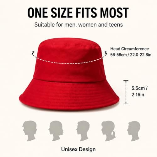 Votuda Classic Cotton Bucket Hat for Men & Women – Lightweight Breathable Sun Hat UPF 50+ Packable Summer Beach Fishing Travel Hat (Unisex, One Size, Wine Red) — view 6