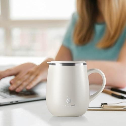 Ideus 460ml Insulated Coffee Mug with Lid and Handle (White 2.0) — view 6