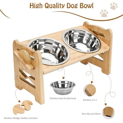 Raised dog Bowls 6 Level Adjustable,2 Stainless Steel Bowls,For Small dog — view 3