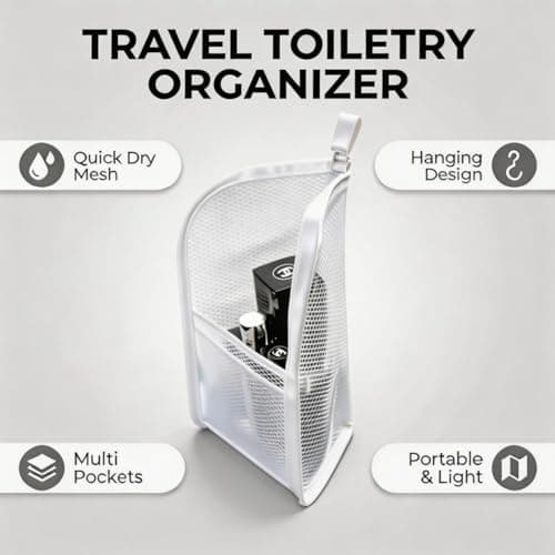 Standing Toiletry Bag,Stand-Up Makeup Brush,Portable Lightweight Travel Toothbrush Storage,Waterproof Pouch Stand Up Organizers with Toothbrush Holder,for Pen Hotel Vacation Holiday Road Trip (White) — view 2