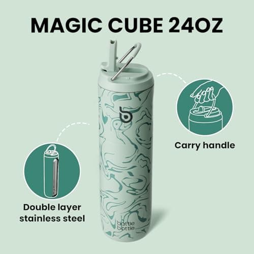 Bottle Bottle Stainless Steel Water Bottle 700ml with Straw and Lid Sports Insulated Metal Water Bottles with Handle(Valley Green) — view 4
