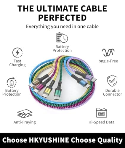 USB C Charger Cable, 6Pack USB Type C Fast Charging Cable Nylon Braided, Multi-Length 3.1A Data Sync Lead Compatible with Samsung Galaxy S21,Google Pixel,Note 10 9,iPhone 17 16 15 series,LG G8 G7 — view 6