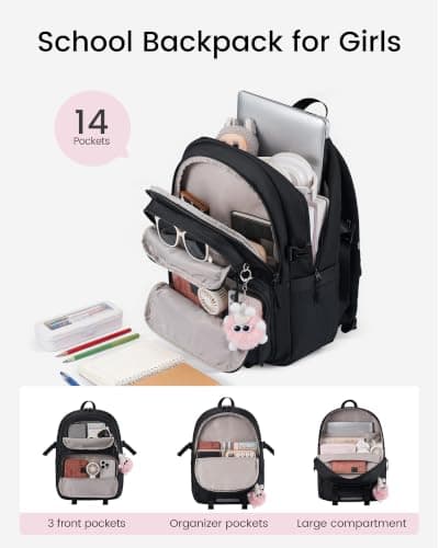 LOVEVOOK Cute School Bags for Girls, 15.6 Inch Large Laptop Backpack Womens — view 3