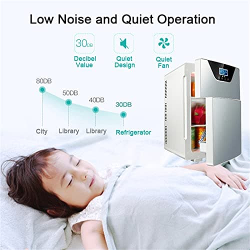 YINO 20L Car Refrigerator 12/24V Car Fridge, Portable Car Fridges Freezer, Mini Fridge Electric Cooler Box for Camping, Road Trip, Picnic, Household (Silver, Double Door) — view 3