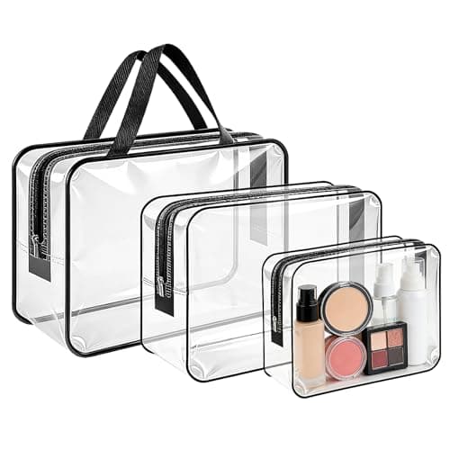 Clear Wash Bag for Toiletries, Funnasting 3 in 1 Waterproof Clear PVC Travel Makeup Bag Business Bathroom for Men, Women and Kids