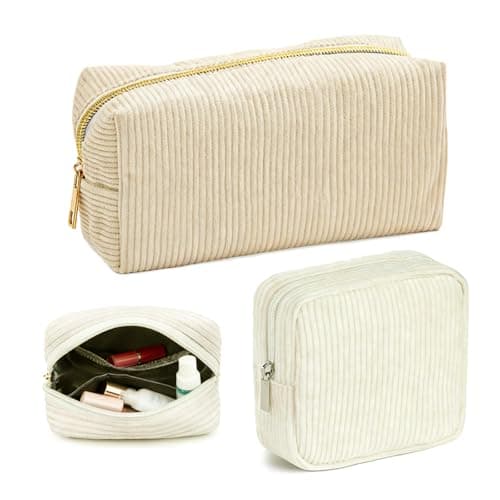 2PCS Small Makeup Bag, Travel Toiletry Bag, Beige