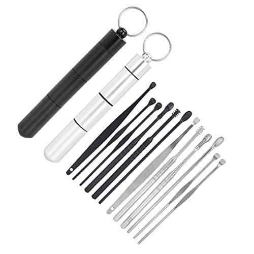 Fabater Earwax Remover Kit, Stainless Steel, 12 Pcs (Black Silver) — view 3