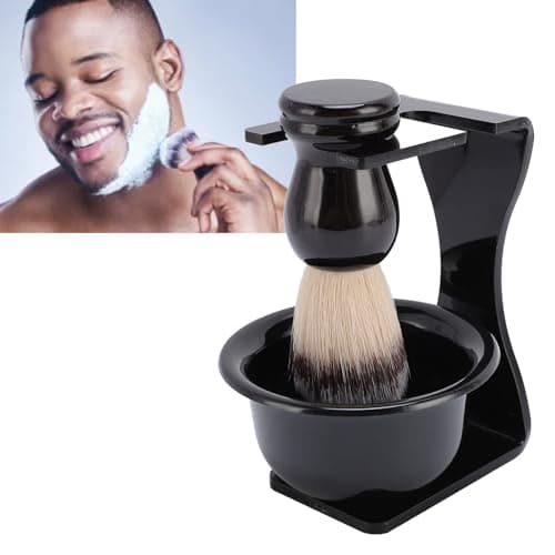 Men Shaving Brush with Bowl Set Portable Travel Shaving Kit with Nylon Brush Hair Compact Design for Grooming and Facial Care — view 3