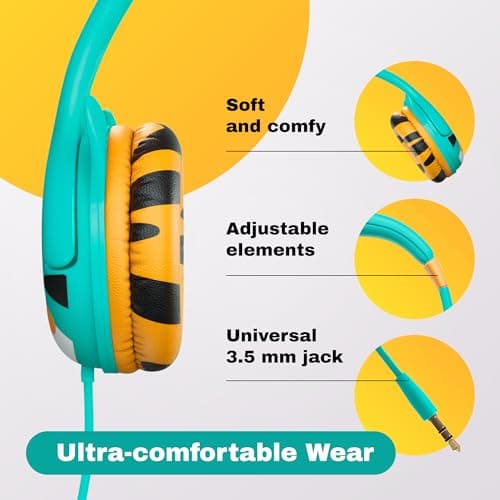 Kidrox® Toddler Baby Headphones (1-7 years old) for Kids, Durable & Flexible Headphones for Kids, Girls & Boys, 85dB Limiting Wired Children HeadPhones for School, Airplane, Travel, iPad, Tablet — view 4