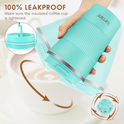 KETIEE Travel Mug Insulated Coffee Cup Stainless Steel 380ml with Leakproof Lid, Double Walled Coffee Travel Mug, Reusable Coffee Cups Travel, Coffee Mug for Hot Cold Drinks, T-Blue — view 4