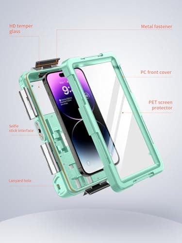 Lanhiem Diving Waterproof Phone Case, [Upgrade&Universal] Underwater for Photo Video Outdoor Swimming Snorkeling Surfing for iPhone Galaxy Huawei Series Smartphones (Teal) — view 4
