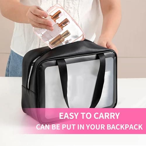 Clear Travel Cosmetic Bags with Zipper Large Waterproof Toiletry Travel Bag — view 6