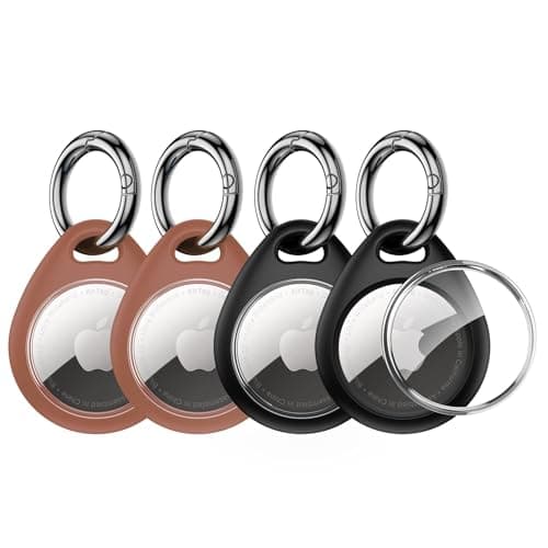 UNBREAKcable 360° Protective Case for AirTag (1st & 2nd Generation) [4 Pack], TPU Full Cover Keyring Holder with Premium Zinc Alloy Spring Clip, Scratch-Resistant Design for Keys, Bags, Luggage