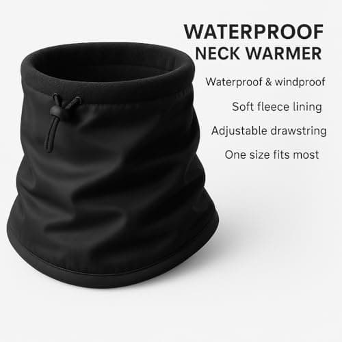 Winter Neck Warmer Fleece Waterproof Neck Gaiter Snood for Men Women Cold Weather Face Scarf Headwear for Skiing Running Bicycles Sports,Outdoor (Black) — view 2