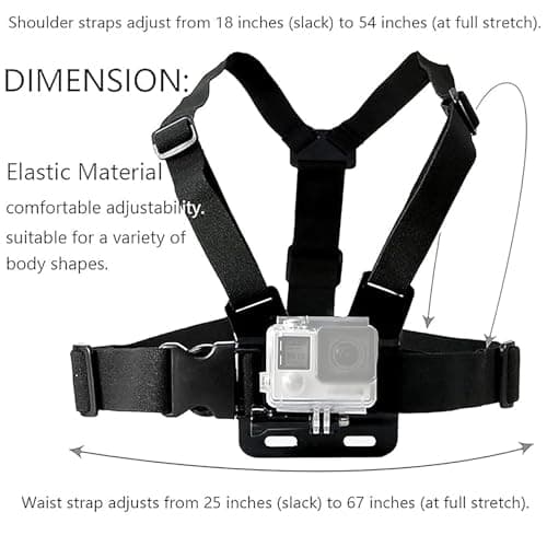 TEKCAM Elastic Chest and Head Harness for GoPro AKASO DJI Osmo — view 3