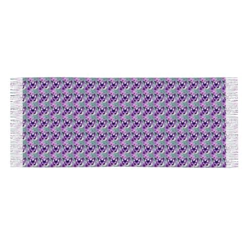 Purple Butterfly Print Elegant Fringe Scarf Shawl Wrap For Women Winter Fall Spring Travel Accessory Gift — view 5