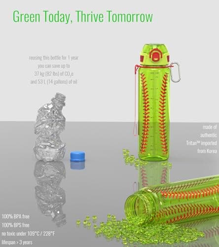 MYFOREST Softball Water Bottle, Lightweight, Quick-Open Gulp Lid/Straw — view 6