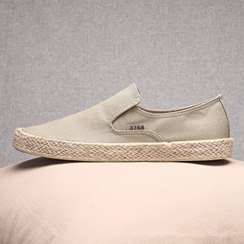 Mens Hiking Shoes Breathable Solid Color Korean Version Casual Comfortable Lightweight Linen Sole Sneakers Khaki — view 5