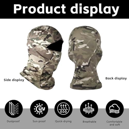 Wjelet 2Pcs Camouflage Balaclava,Lightweight Duick-Drying Camouflage Hood, Balaclava Ski Mask for Sports, Cycling, Hunting, Airsoft, and Outdoor Activities — view 4