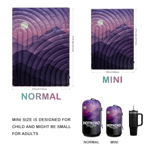hotkoko Mini Camping Blanket, Lightweight Down Alternative Puffy Blanket, Packable Outdoor Blanket for Camping, Travel, Stadium, Hiking, Picnics — view 6