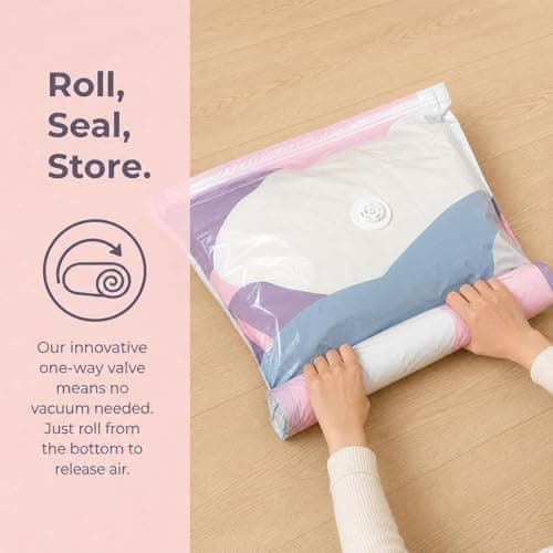 No-Pump 3D Vacuum Storage Bags,3-Sec Fast Compression, 4 PCS Roll-Up Compression, Vacuum Storage Bag, Reusable Vacuum Pack Bags for Clothes Duvet Travel and Home (2 Large Sizes) — view 4
