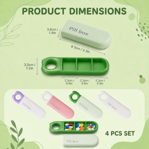 Four Colour Set Pill Box Travel, Portable Pill Organiser for Daily Medication Management, Small Pill Box with Compartments, for Travel and Daily Use — view 2