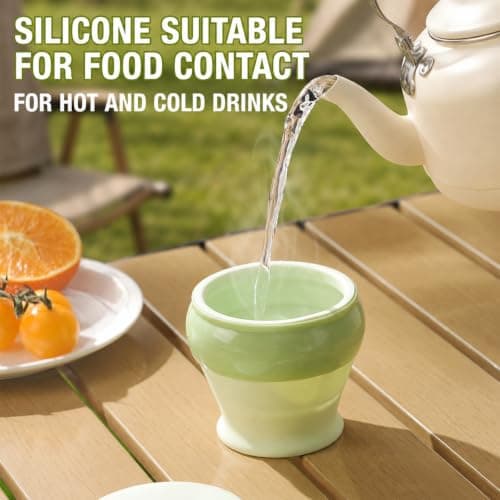 Collapsible Silicone Cup with Lid & Lanyard,Foldable Travel Mug for Camping — view 4