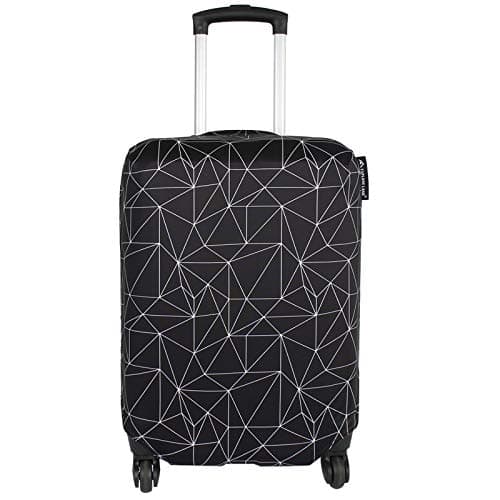 Explore Land Travel Luggage Cover Suitcase Protector Fits 31-32 Inch Luggage (Black Polygonal, XL)