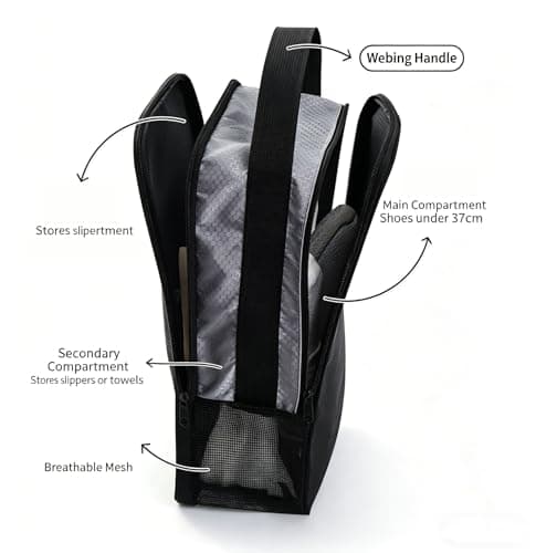 2 in 1 Waterproof Shoe Bag with Ventilation Holes, Breathable Sports Boot Storage Pouch, Durable Travel Shoe Organizer for Golf Football Rugby, Portable Shoes Cover for Gym & Outdoor for Men Women — view 3