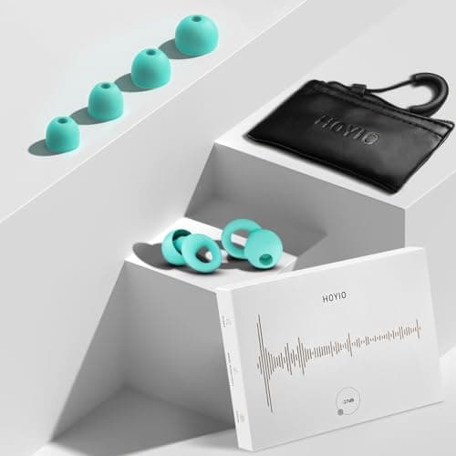 HOYIO Ear Plugs for Noise Reduction–Super Soft, Reusable Hearing Protection in Flexible Silicone for Sleep, Noise Sensitivity & Flights-8 Ear Tips in XS/S/M/L–27dB Noise Cancelling–Light Blue — view 6