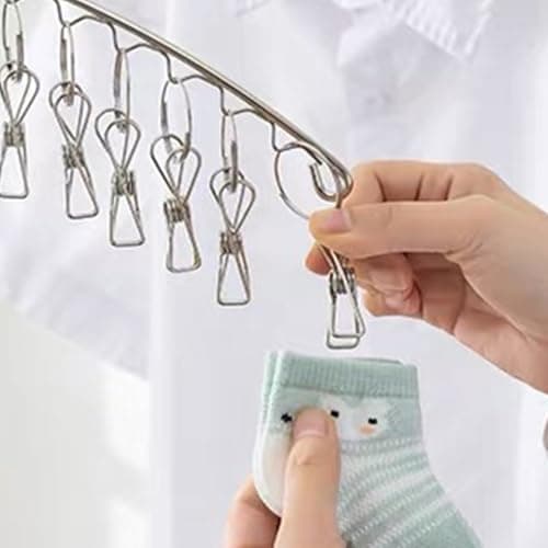 Aiweijia 2 Pack Folding Sock Dryers, 10 Pegs, Stainless Steel Hangers — view 5