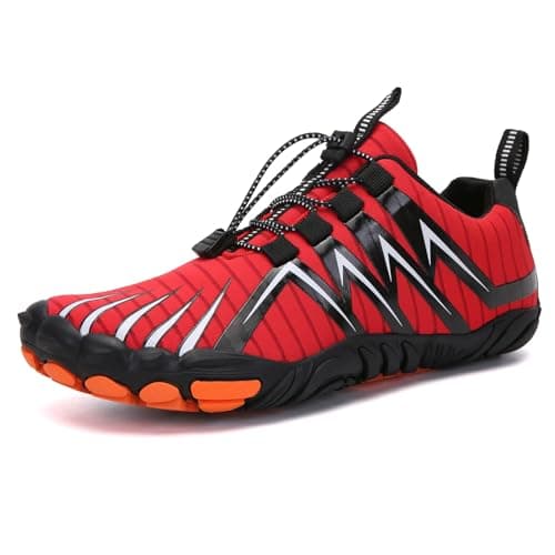 Barefoot Shoes Mens Womens Wide Toe Trail Running Trainers Lightweight Comfortable Workout Shoes for Hiking Fitness Walking Unisex,Red 11UK