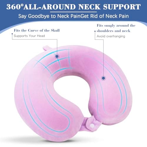 KAIRNOBLE Travel Pillow for Rest Neck Pillow for Airplane Flight Pillow Memory Foam Travel Pillows Neck Cushion Compact Lightweight Quick Pack (Purple) — view 3